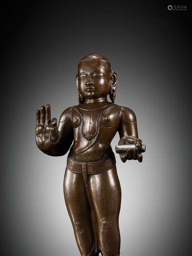 A LARGE COPPER ALLOY FIGURE OF MANIKKAVACAKAR, TAMIL NADU, 1...