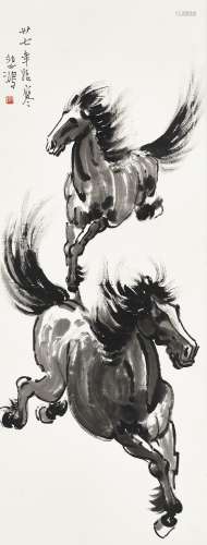 TWO GALLOPING HORSES', BY XU BEIHONG (1895-1953), DATED 1948