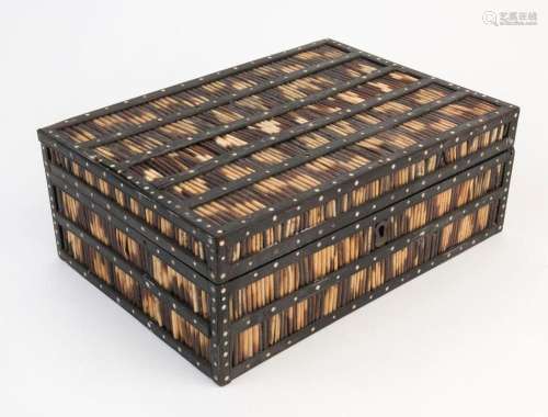 An Anglo-Ceylonese deed box, porcupine quill and ebony with ...