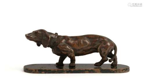 Dachshund antique cast bronze dog statue, 19th/20th century,...