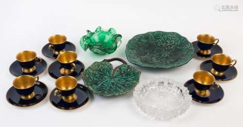 Assorted tea ware, glass bowls, antique Majolica plates, 19t...