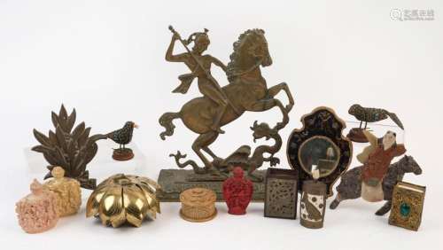 St. George and The Dragon doorstop, opium bottles, match hol...
