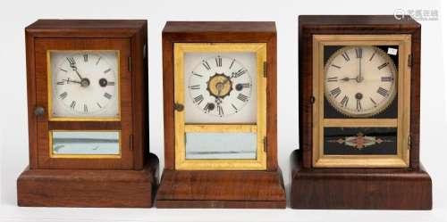 Three antique American timber cased clocks including SETH TH...