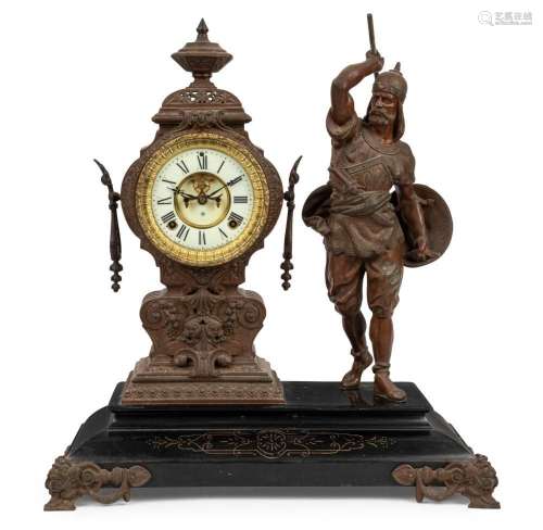 ANSONIA impressive figural mantel clock with 8 day time and ...