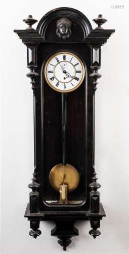 VIENNA REGULATOR antique single weight wall clock in ebonize...