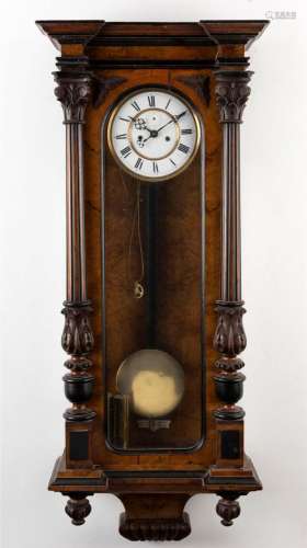 Vienna Regulator twin weight walnut cased wall clock with Ro...
