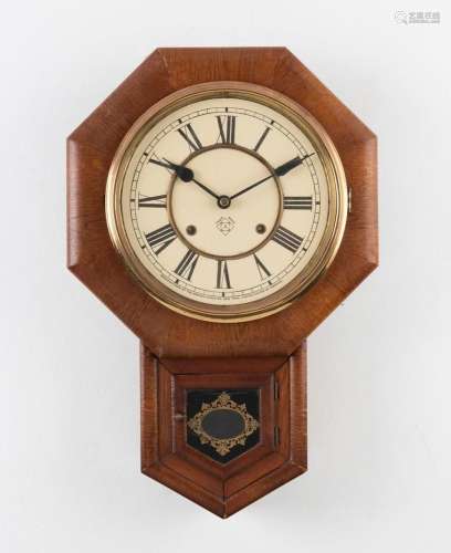 ANSONIA American oak cased drop dial wall clock with 8 day t...