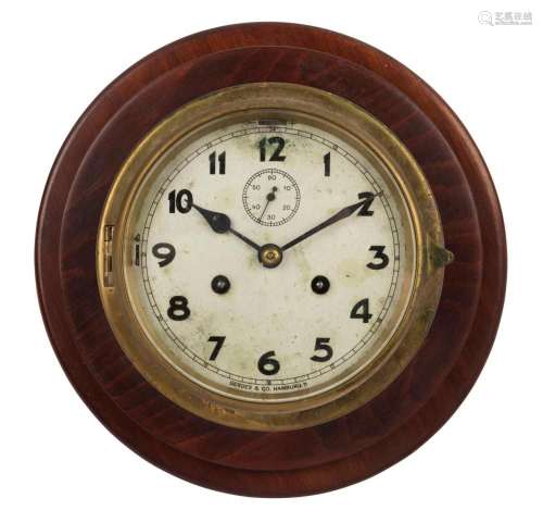 GERDES & Co. of Hamburg ship s bulkhead clock in brass c...