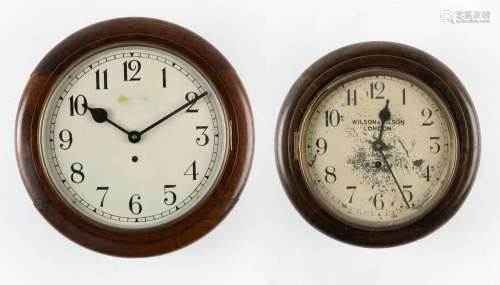 Two antique circular wall clocks in timber cases, 19th/20th ...