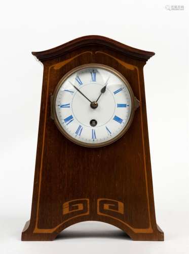 LENZKIRCH German mantel clock in a walnut and parquetry case...