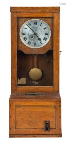 GLEDHILL-BROOK TIME RECORDER clock in oak case, early 20th c...