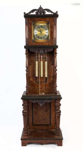 An antique walnut grandfather clock case with 1855 Paris Exh...