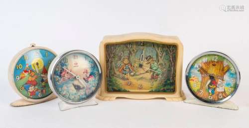 Four children s vintage novelty clocks, 20th century, the la...