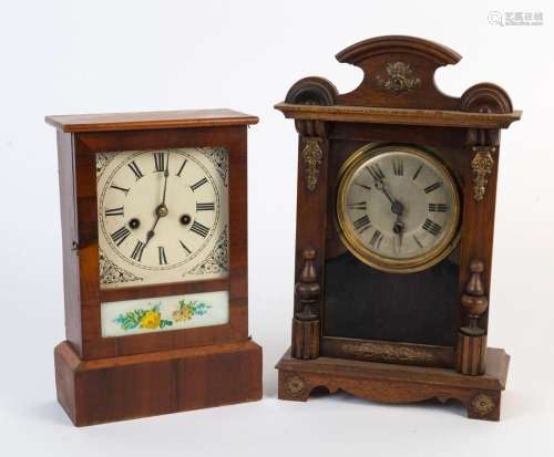 Two timber cased shelf clocks, 19th and early 20th century, ...