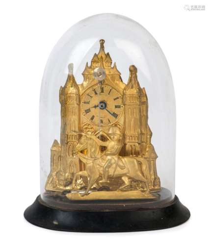 NAPOLEON French antique miniature clock, gilt metal with gla...