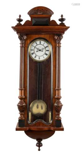 An antique Vienna regulator wall clock in walnut case, late ...