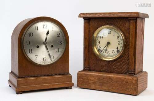 SESSIONS American oak cased mantel clock, together with a Ge...