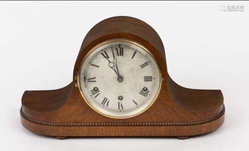 A German Napoleon hat chiming mantel clock in oak case, 20th...