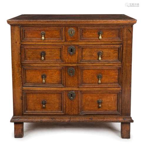 William & Mary antique English oak chest of four drawers...