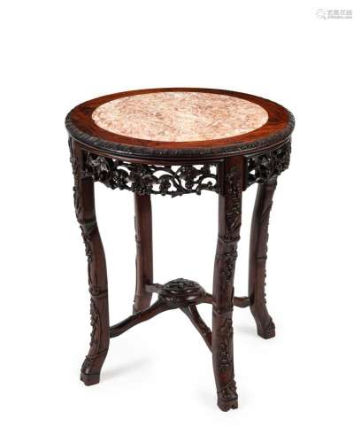 A Chinese carved timber occasional table, late 19th century,...