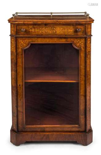 A Victorian burr walnut music cabinet with marquetry inlay a...