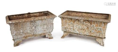 Two antique cast iron planters, late 19th century, 38cm high...