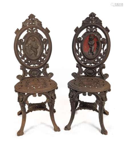 "FOUR SEASONS" pair of antique English cast iron g...