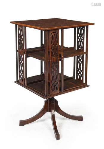 A Sheraton Revival mahogany revolving bookstand of petite pr...