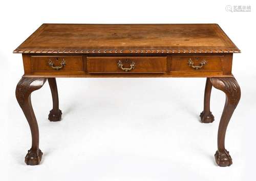 A Chippendale revival mahogany centre table with three drawe...