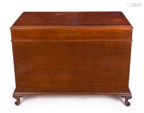 A glory box lift-top trunk, Queensland maple with blackwood ...