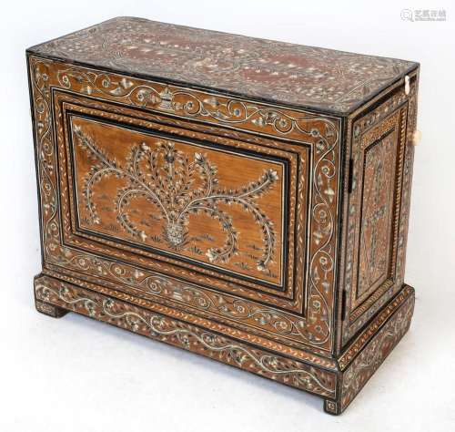 An Anglo-Indian double-sided cabinet with bone and penwork d...