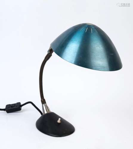 A vintage desk lamp with blue anodized metal shade, mid 20th...