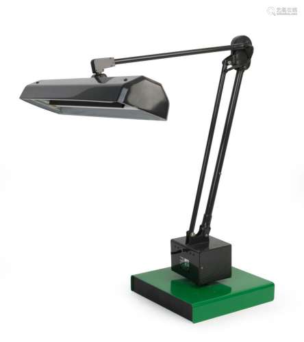PLANET desk lamp with green metal and black finish, circa 19...