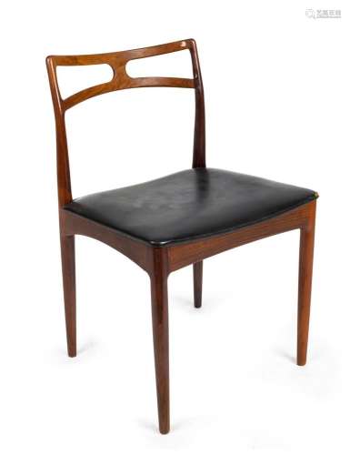 A Danish rosewood skeleton spadeback dining chair with black...
