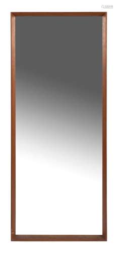 A mid-century Scandinavian teak mirror, 111 x 44cm