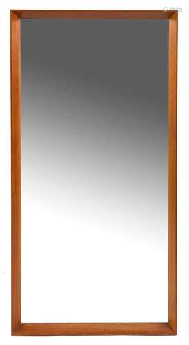 A mid-century Scandinavian teak mirror, 89 x 44cm