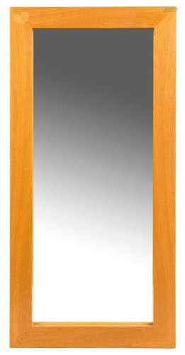 A Scandinavian ash framed mirror, 112 x 52cm