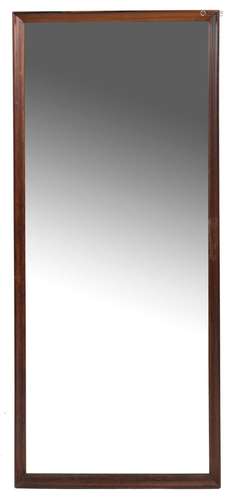 A mid-century Danish rosewood framed mirror, 102 x 42cm