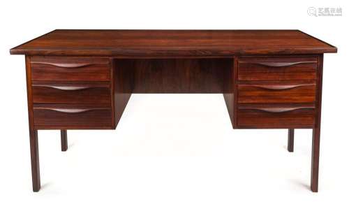 A vintage Danish rosewood twin pedestal desk, 75cm high, 150...