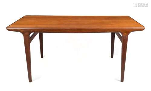 A Danish teak draw-leaf extension dining table, circa 1960, ...