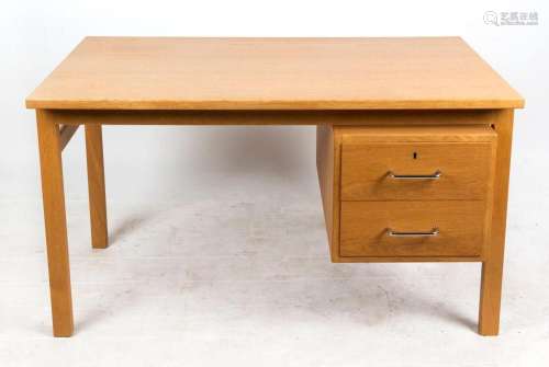A vintage Danish oak two drawer office desk, 70cm high, 120c...