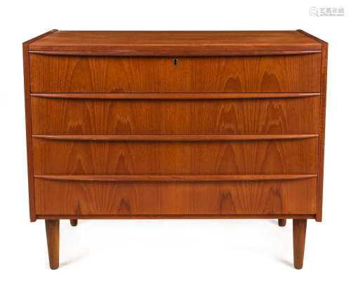A Scandinavian teak four drawer bedroom chest, circa 1970, 7...