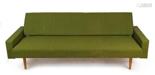 A vintage Danish bed settee with green Berber upholstery, ci...