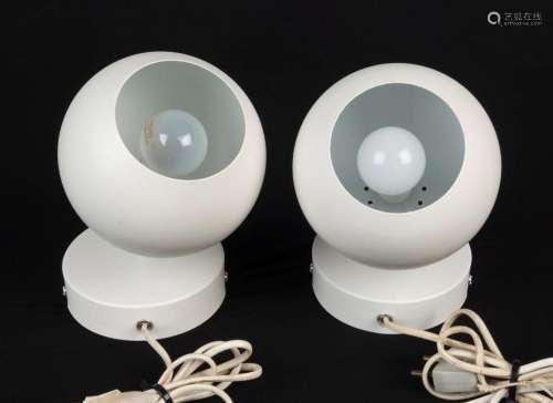 A pair of white metal wall mounted bedside lights, Note: Plu...