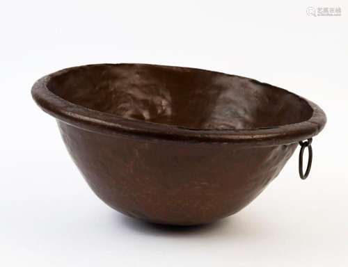 An antique copper scullery bowl, 19th century, 17cm high, 39...