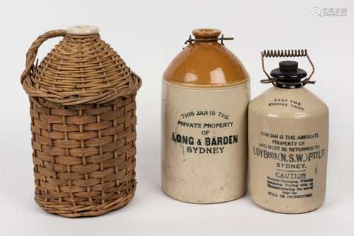 Three antique and vintage stoneware jars, 19th and 20th cent...