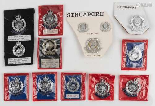 ROYAL HONG KONG POLICE: Cap Badges (6) and Beret Badges (3);...
