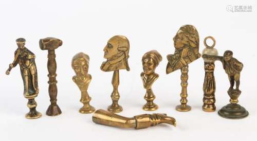PIPE TAMPERS, group of nine novelty and figural examples, 19...