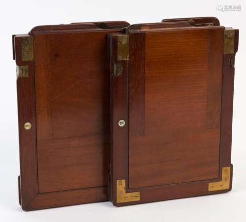 Two antique English mahogany camera plate dark slides, circa...