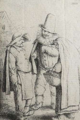 Adriaen VAN OSTADE (1610-1685)<br />
Les trois figures grote...